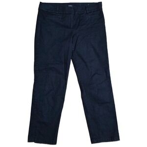 Ann Taylor Signature Cropped Pants Women's Size 6 Black Cotton Blend Flat Front‎